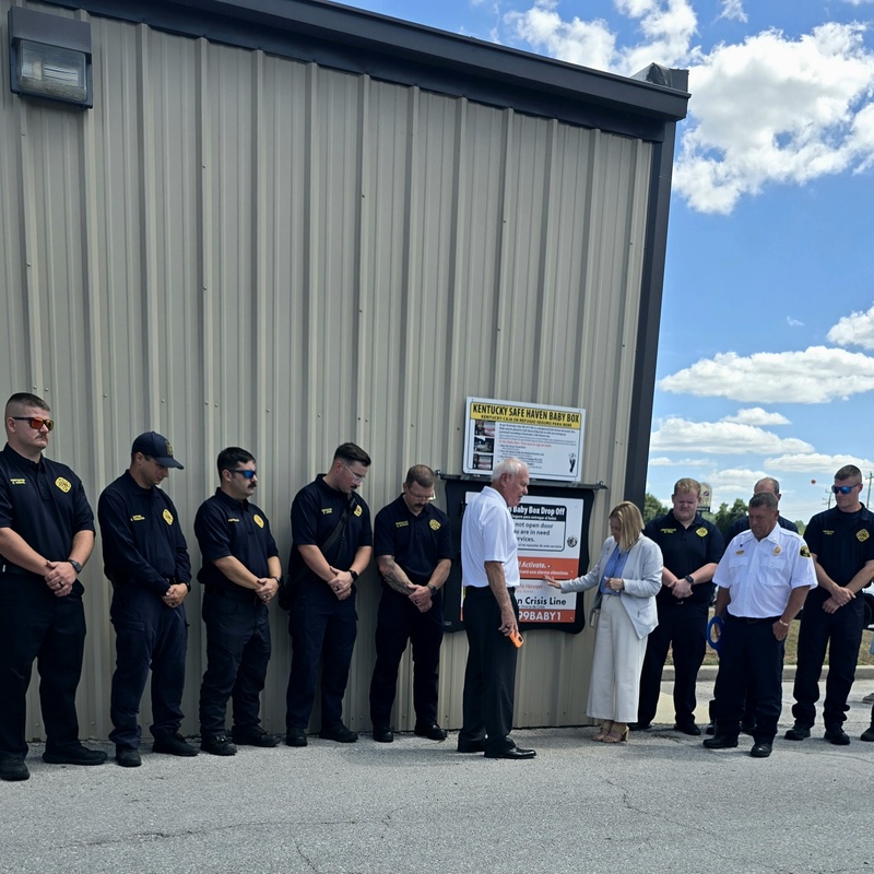 Chaplain Mike Humble Blessing the Safe Haven Baby Box